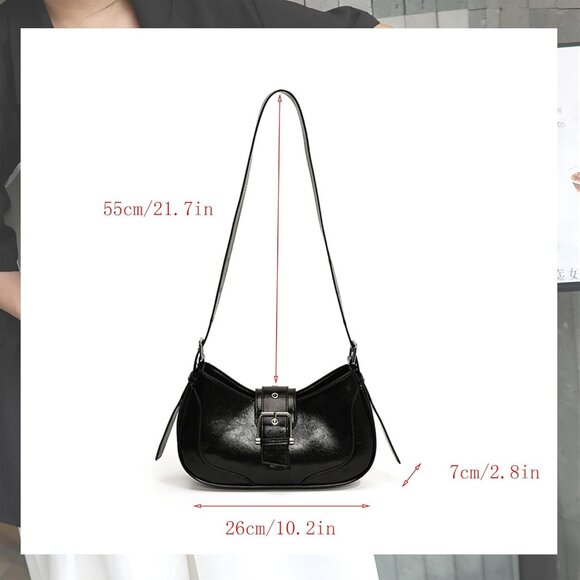 Elegant Vegan Leather Shoulder Bag: Compact & Stylish with Y2K Studded Details - Picture 2 of 9